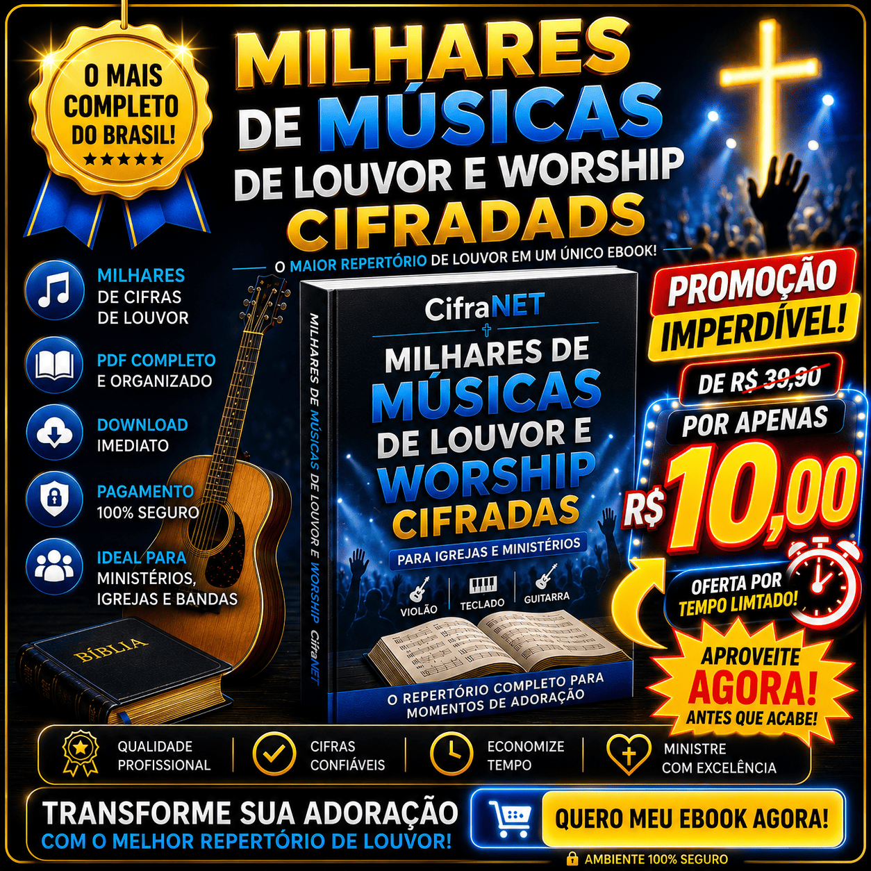 Milhares de musicas de louvor e worship cifradas
