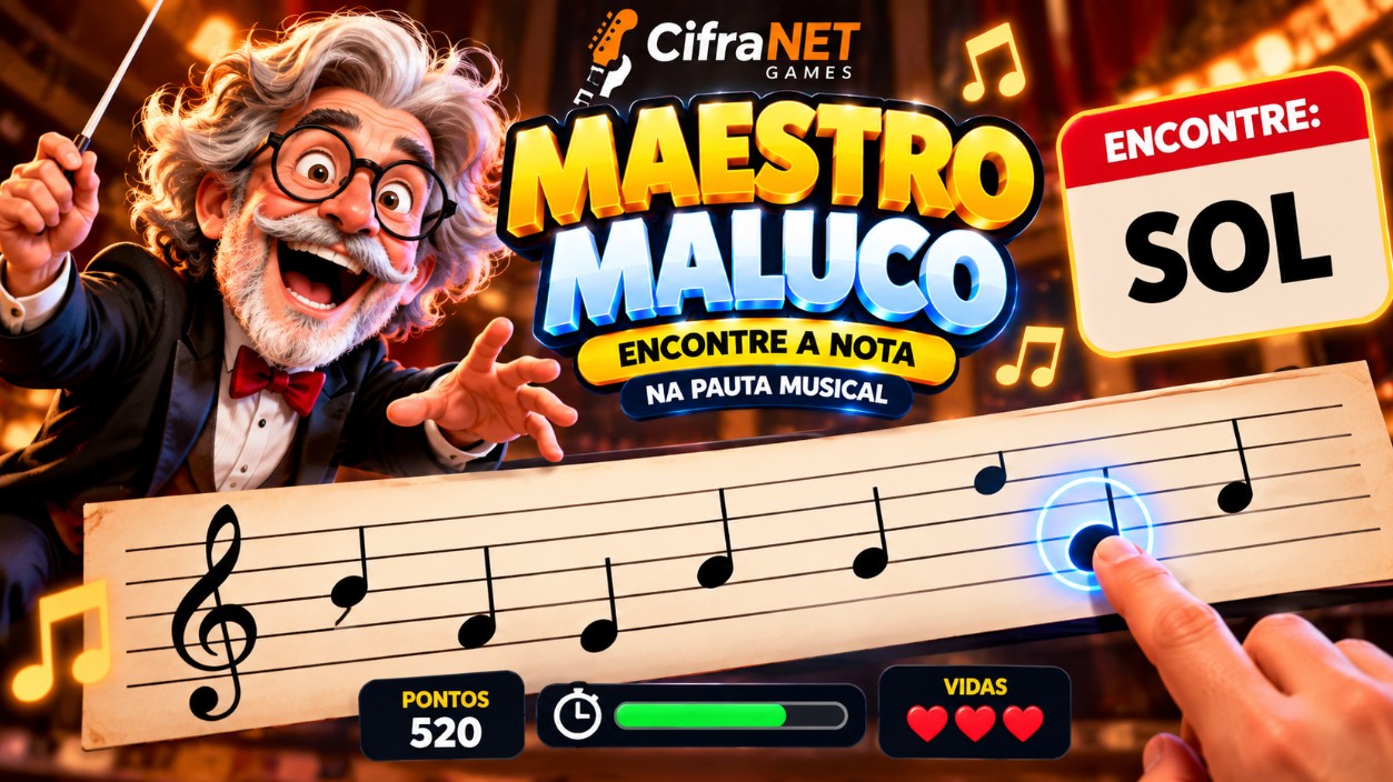 Imagem do jogo Maestro Maluco – Encontre a Nota na Pauta — CifraNET Games