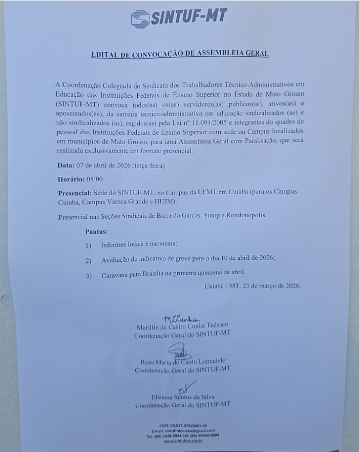 A Coordenação Colegiada do Sindicato dos Trabalhad